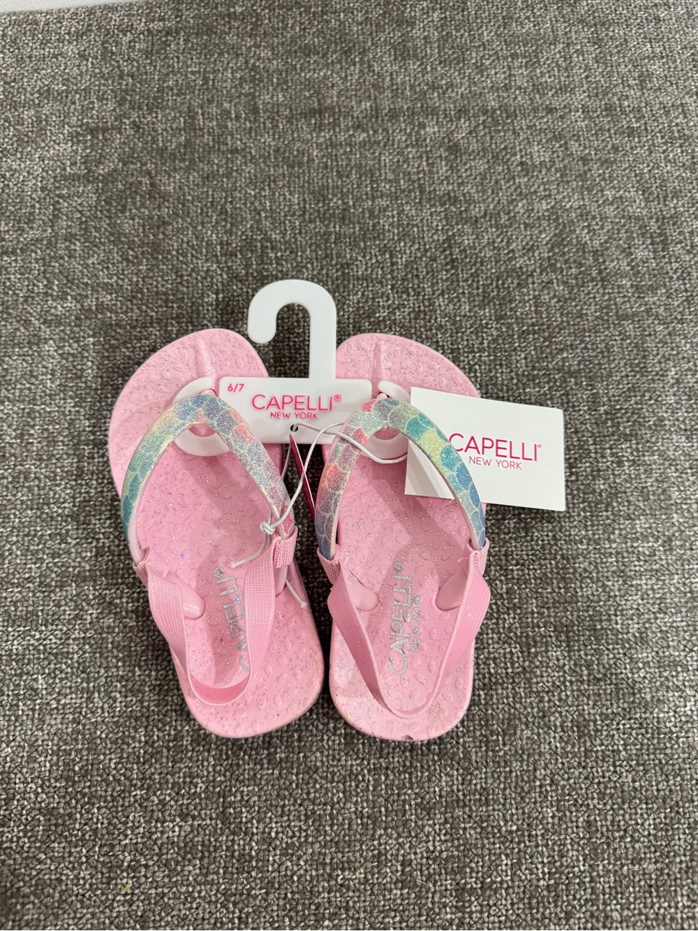 Capelli of New York Pink Glitter Strap Kids Flip Flops